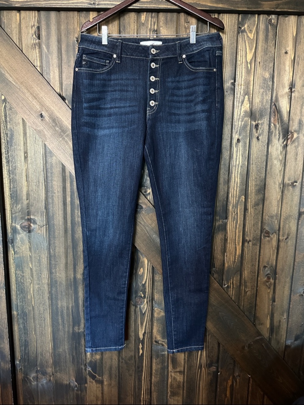 KanCan Dark Blue Skinny Jeans with Button-Fly